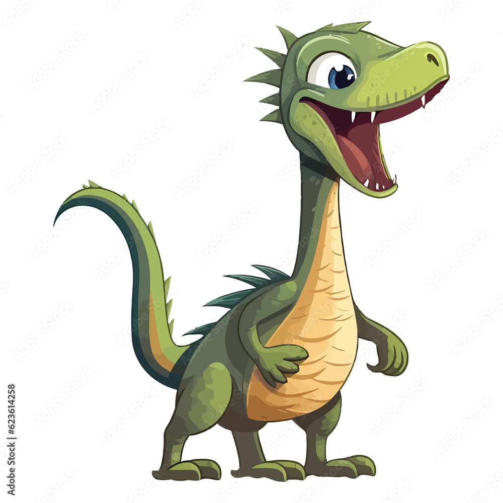 Fototapeta premium Roaring Charm: Adorable 2D Baryonyx Dinosaur Artwork