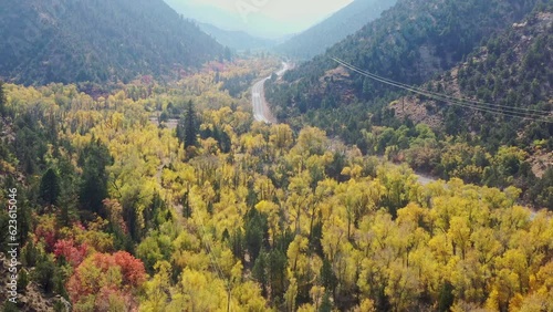 Aerial sunny view of beautiful fall color around Brian Head area photo