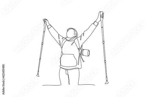Continuous one line drawing people performing outdoor activities. Sports concept. Single line draw design vector graphic illustration.