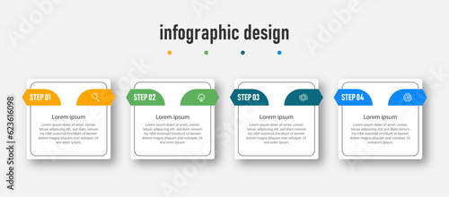 Business infographics template. timeline with 4 steps, options. can be used for workflow diagram, info chart, web design. vector illustration.