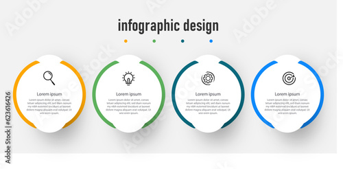 Business infographics template. timeline with 4 steps, options. can be used for workflow diagram, info chart, web design. vector illustration. 