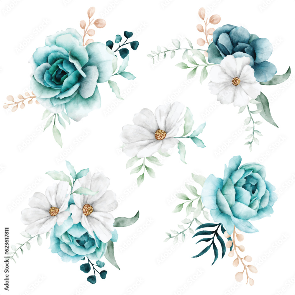 white tosca flower bouquet arrangement watercolor 