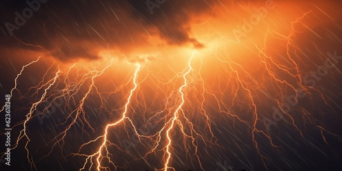 Lightning bolts or strikes natural disaster, AI Generated