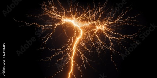 Lightning bolts or strikes natural disaster, AI Generated