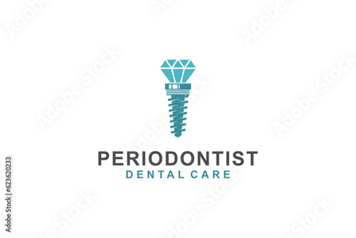 Bucket Teeth Bolt diamond logo design dentistry periodontist icon symbol health care