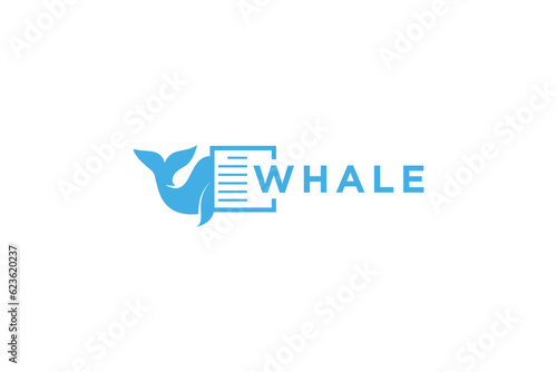 Blue whale accounting logo design notebook icon symbol illustration
