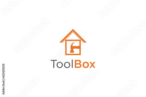 Tool box hammer house logo design icon symbol handyman kit