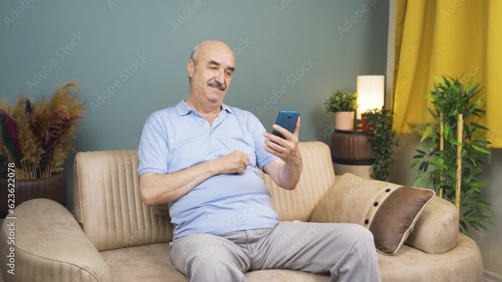 Old man chatting online. Free time. Old man chatting online. Free time.