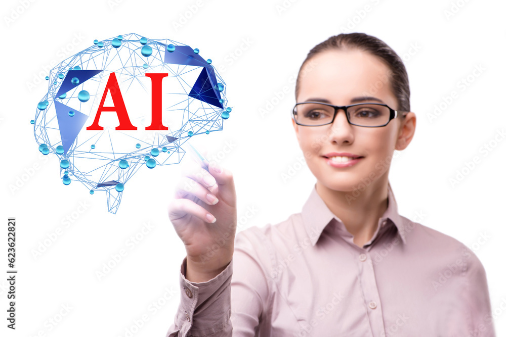 Artificial intelligent concept with businesswoman Artificial intelligent concept with businesswoman