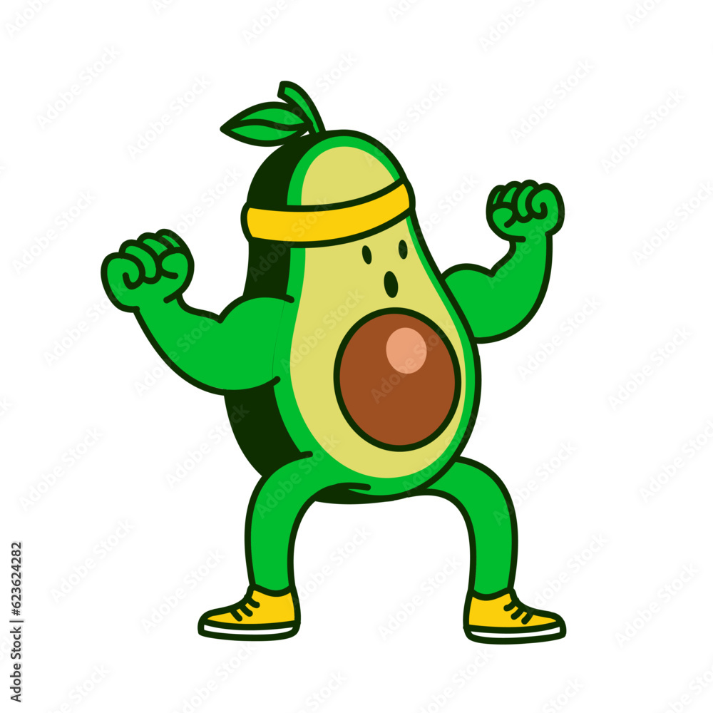 Obraz premium Avocado workout cute character illustration