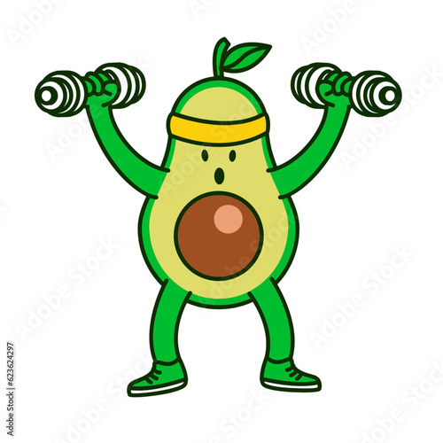 Avocado workout cute character illustration