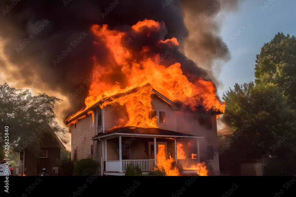 Residential house on fire