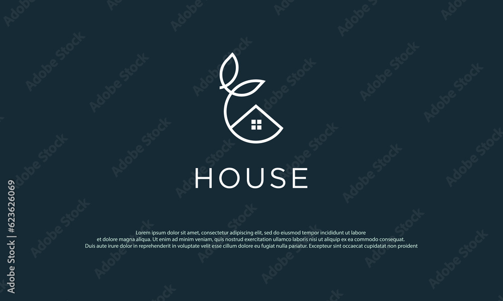 House Logo. House Symbol Geometric Linear Style isolated on Double ...
