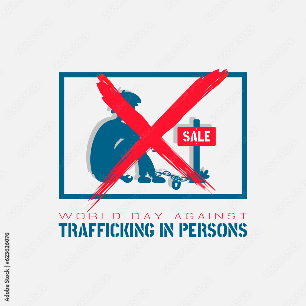 Obraz premium World Day Against Human Trafficking with a man in chains for sale