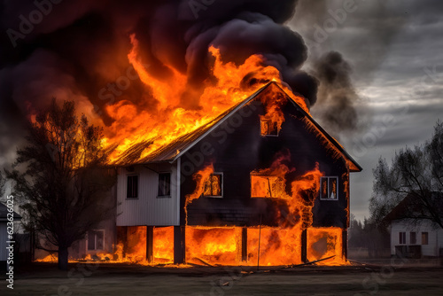 Residential house on fire