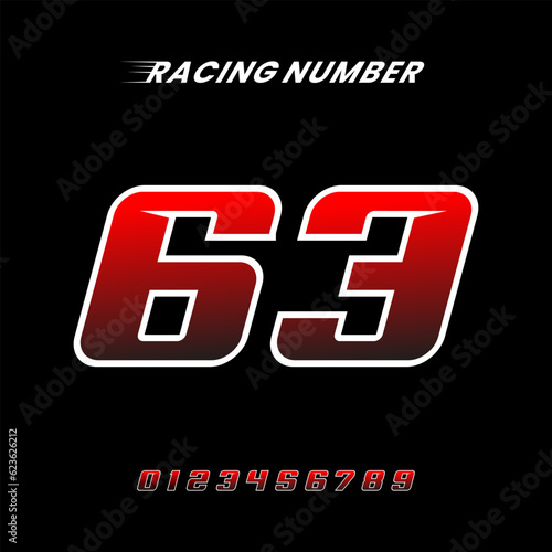 Racing Number 63 Design Vector Template