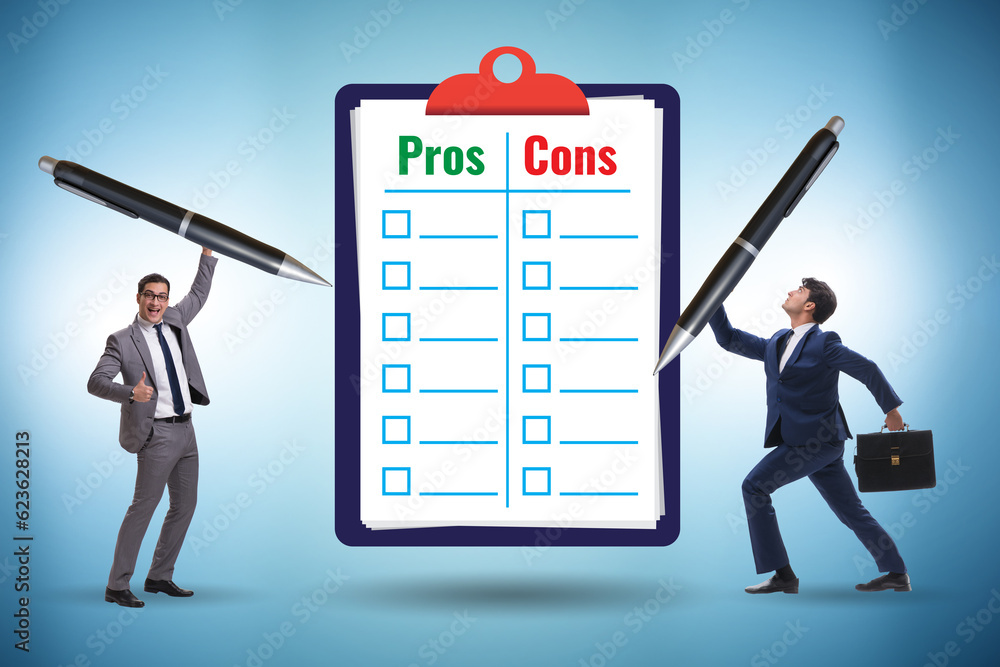 Concept of choosing pros and cons Concept of choosing pros and cons