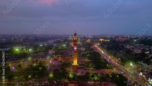 Aerial View of Husainabad Clock Tower and Bada Imambara India  photo