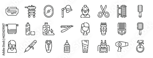 Canvastavla set of 24 outline web hairdressing icons such as mask, beauty, mirror, hair drye