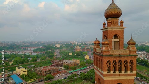 Husainabad Clock Tower and Bada Imambara India Architecture view from drone  photo