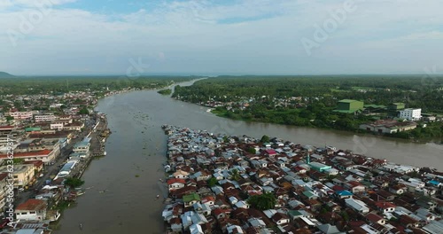 Aerial view of river near the residential villages. Cotabato City. Mindanao, Philippines. photo