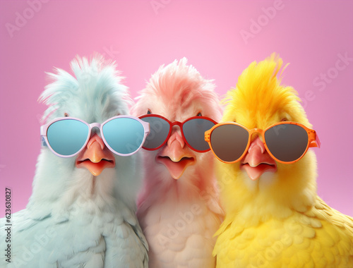 Sunglasses easter bird animal chicken poultry agriculture background design farming hen cartoon beautiful nature red