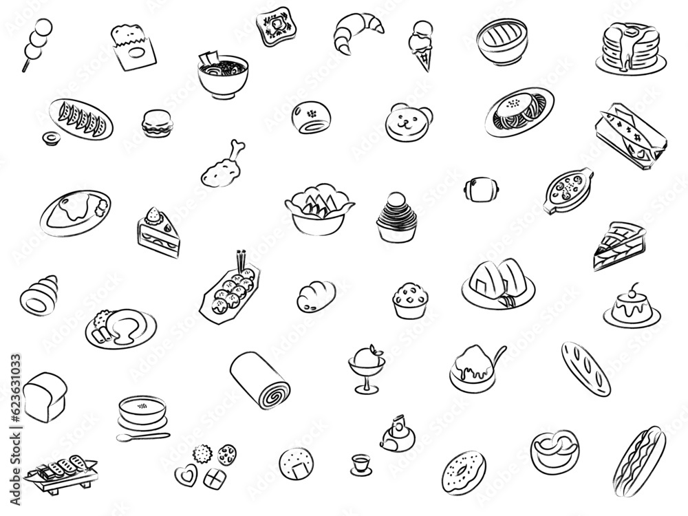 食べ物の壁紙筆書きイラスト 食べ物の壁紙筆書きイラスト