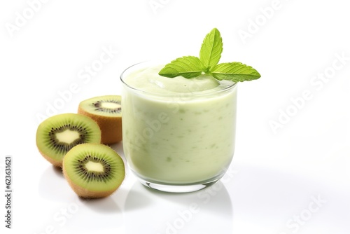  Smoothie Kiwi fruits yogurt isolated on white background PNG