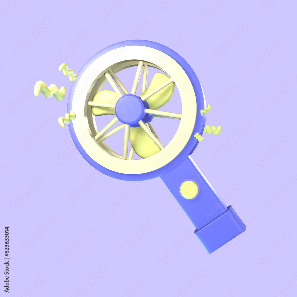Obraz premium 3D portable fan icon summer rendered isolated on the colored background