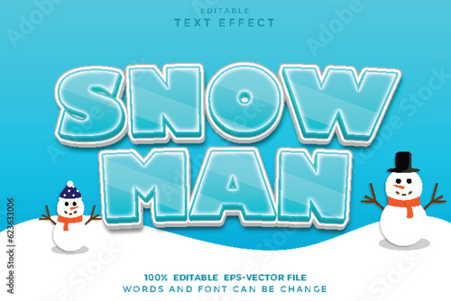 Snow Man Editable Text Effect 3D Cartoon Style
