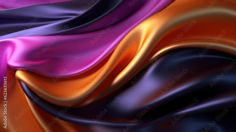 Obraz premium Purple and orange silk wavy background