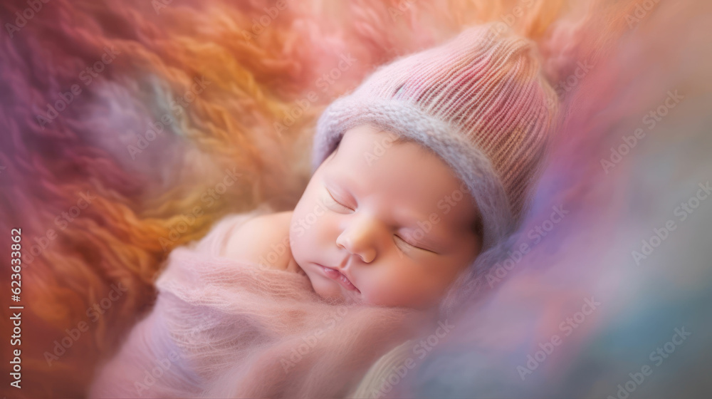 Sleeping newborn on soft pastel background. Sleeping newborn on soft pastel background.