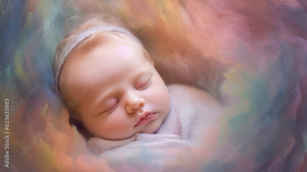 Sleeping newborn on soft pastel background. Sleeping newborn on soft pastel background.