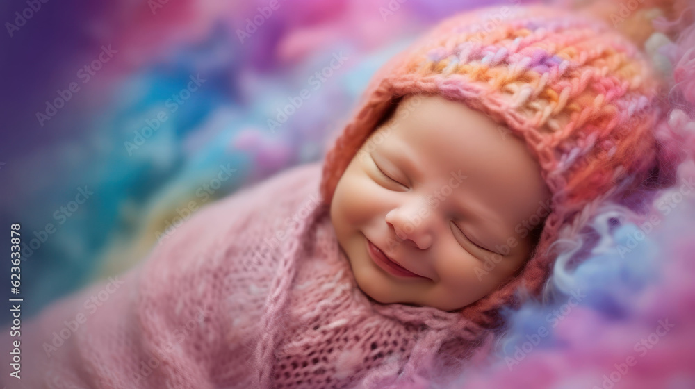 Sleeping newborn on soft pastel background. Sleeping newborn on soft pastel background.