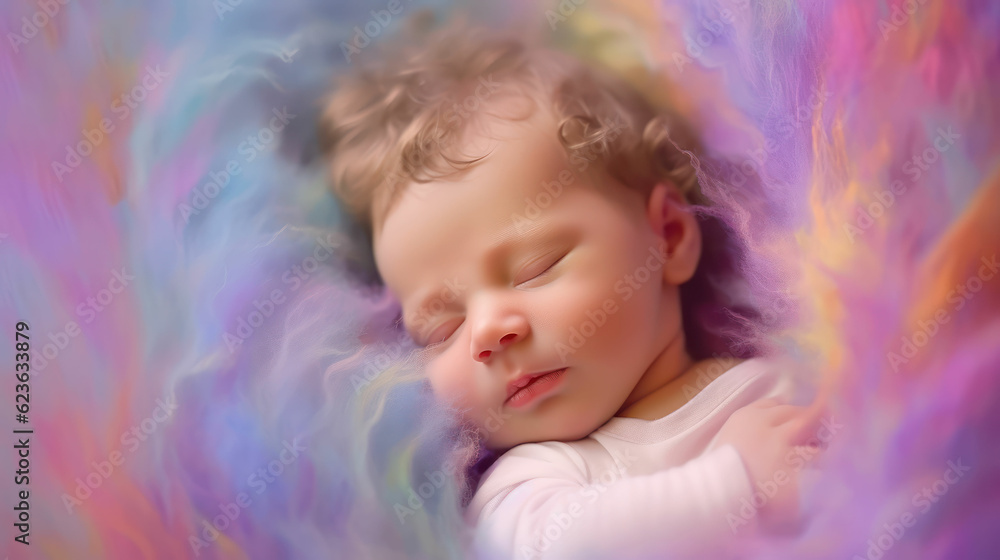 Sleeping newborn on soft pastel background. Sleeping newborn on soft pastel background.
