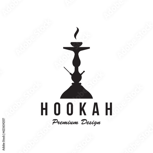 Isolated hookah, shisha or water pipe Logo design for club, bar, cafe and shop.