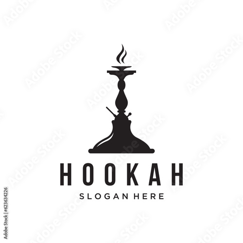 Isolated hookah, shisha or water pipe Logo design for club, bar, cafe and shop.