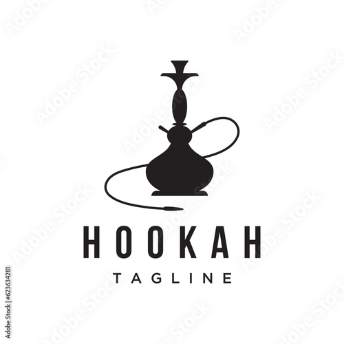 Isolated hookah, shisha or water pipe Logo design for club, bar, cafe and shop.