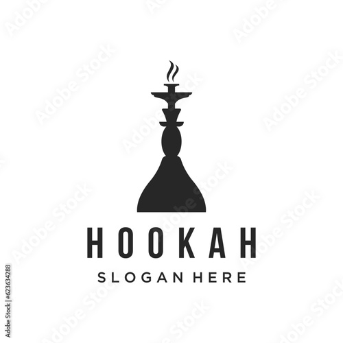 Isolated hookah, shisha or water pipe Logo design for club, bar, cafe and shop.