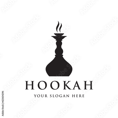 Isolated hookah, shisha or water pipe Logo design for club, bar, cafe and shop.