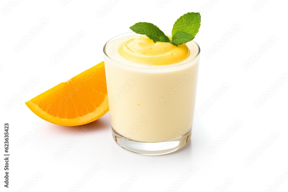 Smoothie orange fruits yogurt isolated on white background PNG