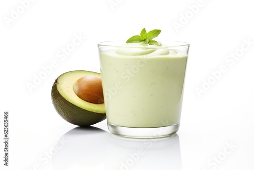  Smoothie Avocado fruits yogurt isolated on white background PNG