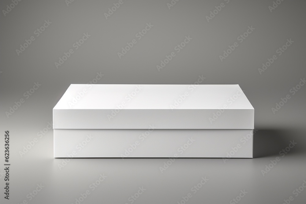 Clean and Minimalistic White Blank Box Packaging Mockup Created with Generative AI Clean and Minimalistic White Blank Box Packaging Mockup Created with Generative AI