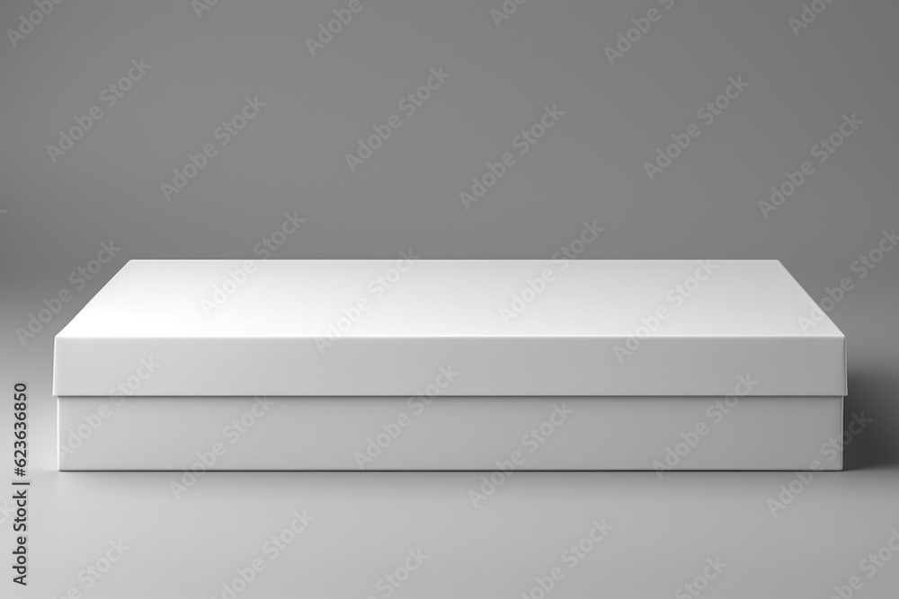 Clean and Minimalistic White Blank Box Packaging Mockup Created with Generative AI Clean and Minimalistic White Blank Box Packaging Mockup Created with Generative AI