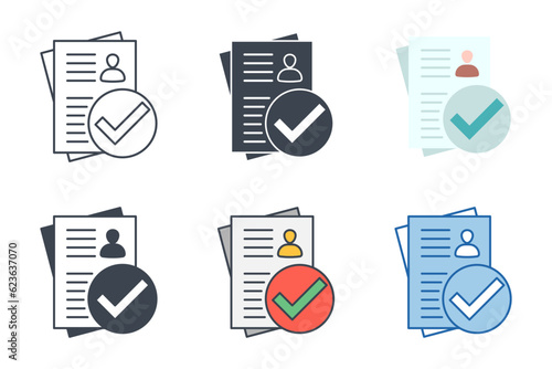 Checklist over Resume Icon symbol template for graphic and web design collection logo vector illustration