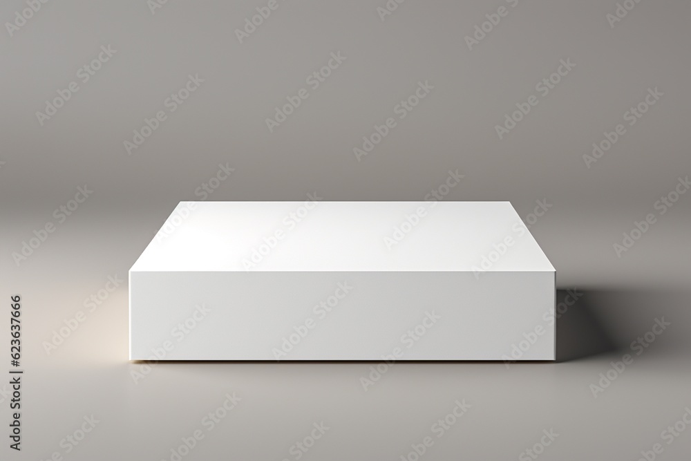 Clean and Minimalistic White Blank Box Packaging Mockup Created with Generative AI Clean and Minimalistic White Blank Box Packaging Mockup Created with Generative AI