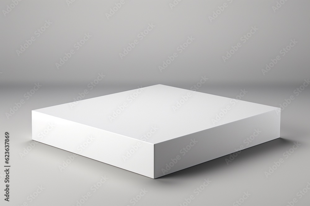 Clean and Minimalistic White Blank Box Packaging Mockup Created with Generative AI Clean and Minimalistic White Blank Box Packaging Mockup Created with Generative AI