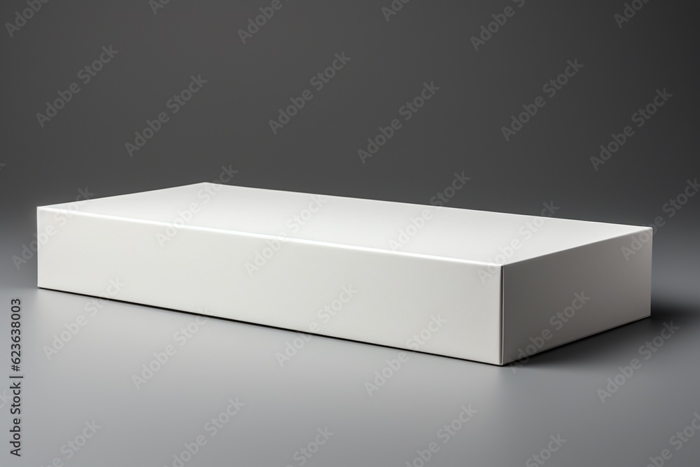 Clean and Minimalistic White Blank Box Packaging Mockup Created with Generative AI Clean and Minimalistic White Blank Box Packaging Mockup Created with Generative AI