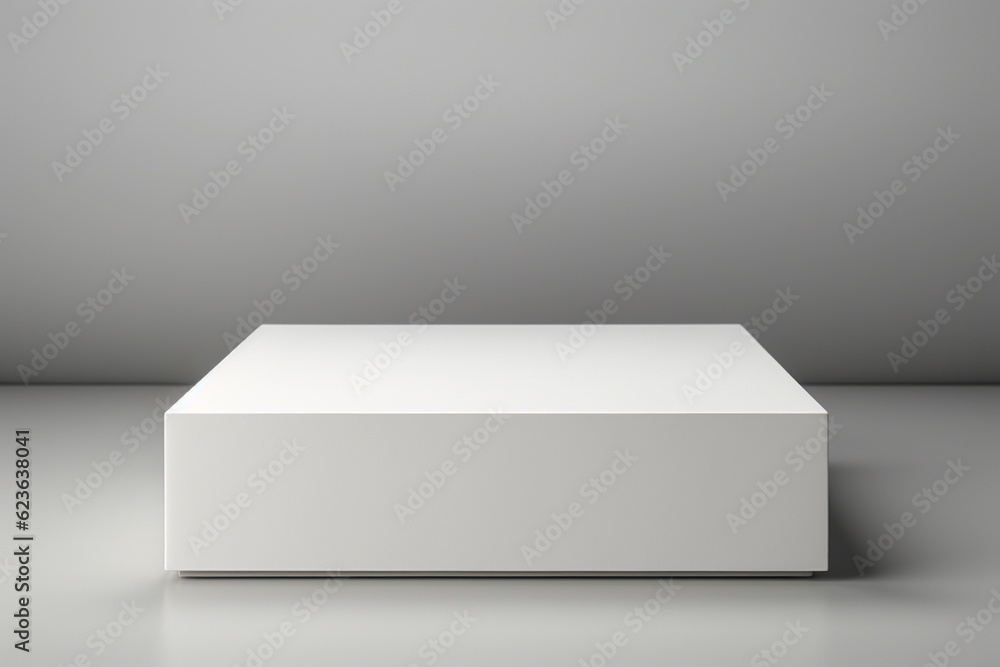 Clean and Minimalistic White Blank Box Packaging Mockup Created with Generative AI Clean and Minimalistic White Blank Box Packaging Mockup Created with Generative AI