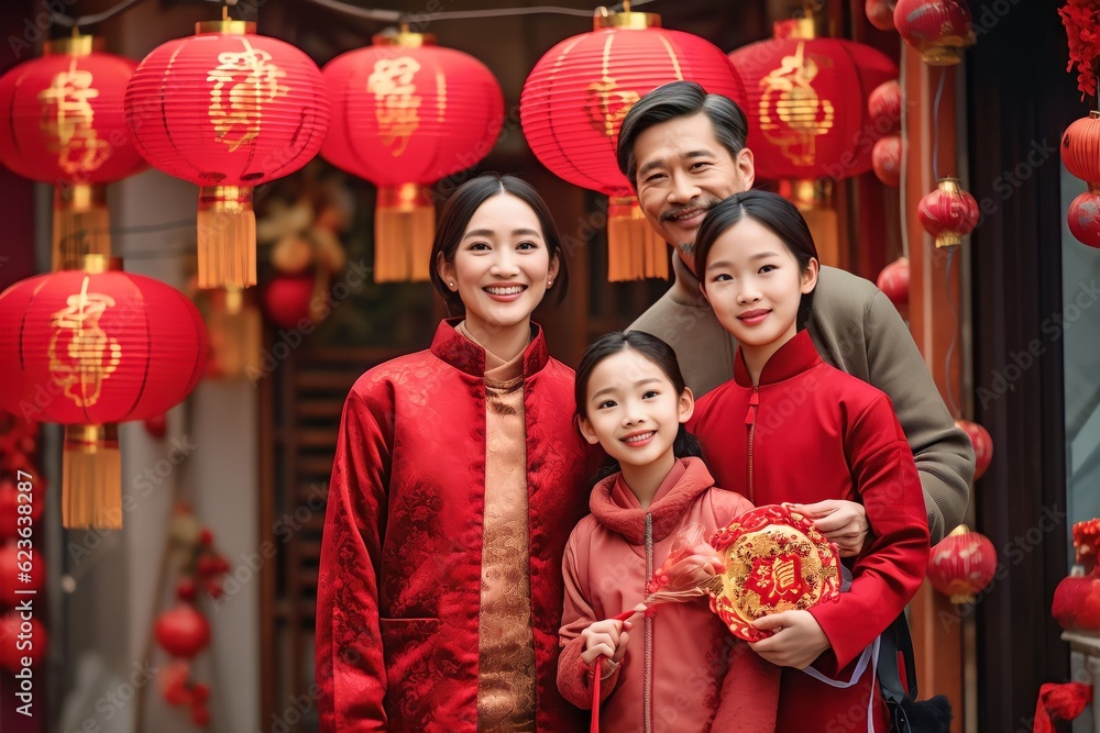 Asian chinese family a celebration chinese new year